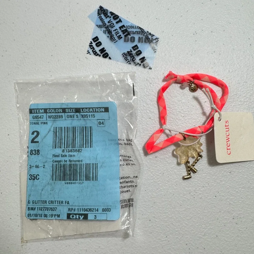 Crewcuts‎ Glitter Critter Friendship Bracelet Gingham Adjustable OLDSTOCK RARE